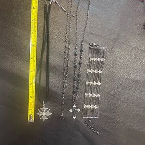 Silver and Black Jewelry Set